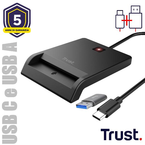 Lettore Smartcard Trust PRIMO USB-C DNI Nero - SKU: 26253 - Immagine 4