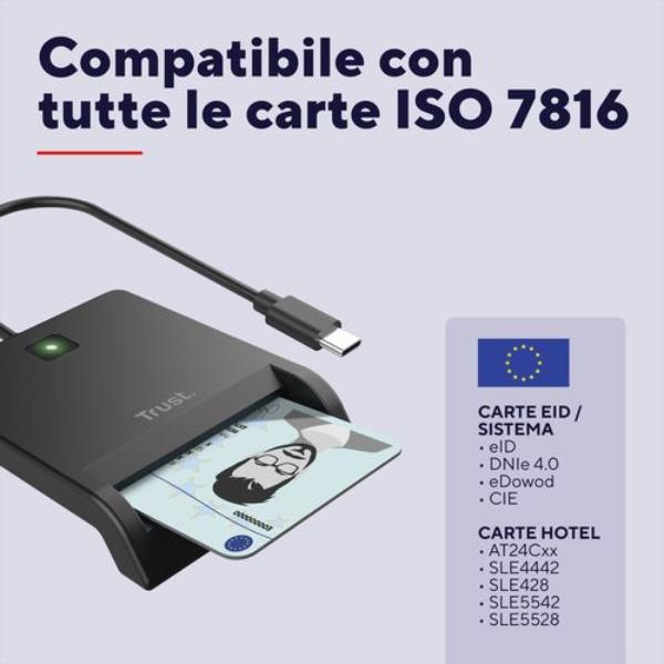 Lettore Smartcard Trust PRIMO USB-C DNI Nero - SKU: 26253 - Immagine 5
