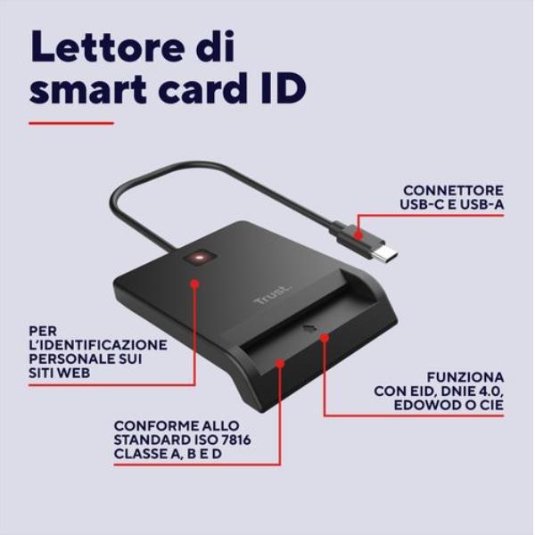 Lettore Smartcard Trust PRIMO USB-C DNI Nero - SKU: 26253 - Immagine 7