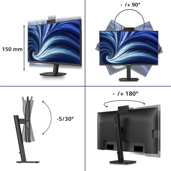 Monitor Philips 27 IPS 2560x1440 USB-C Regolazione Altezza - SKU: 27B2U3601H - Immagine 2