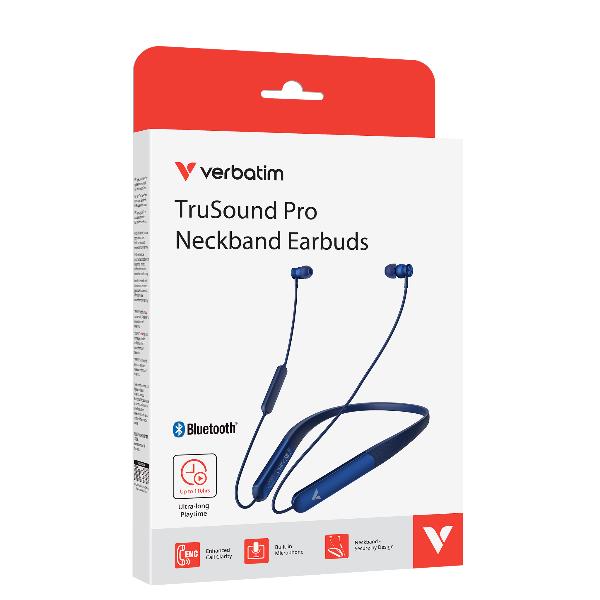 Auricolari Bluetooth Verbatim Neckband TrueSound Pro Earbuds Blu - SKU: 30204 - Immagine 3