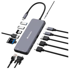 Docking Station Verbatim USB-C Pro 14 in 1 HDMI 4K VGA PD 85W