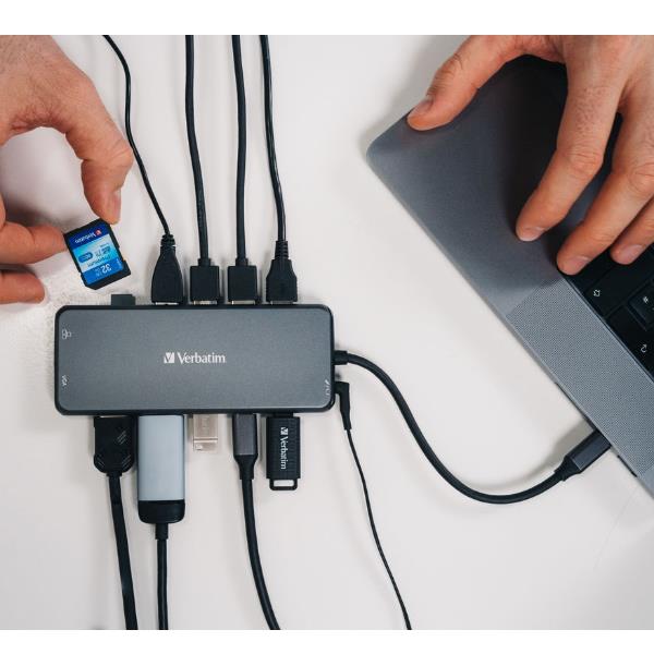 Docking Station Verbatim USB-C Pro 14 in 1 HDMI 4K VGA PD 85W - immagine 3