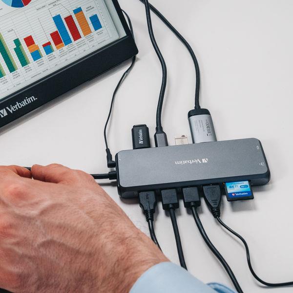 Docking Station Verbatim USB-C Pro 14 in 1 HDMI 4K VGA PD 85W - immagine 7
