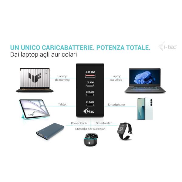 Caricabatterie I-Tec USB-C PD 3.0 140W Nero - SKU: CHARG-INTG140W - Immagine 5