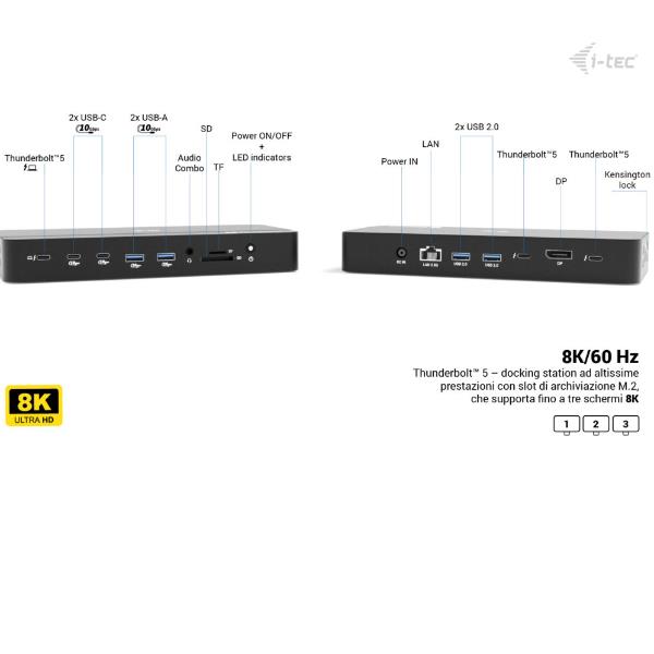 Docking Station I-Tec Thunderbolt 4 3 Display PD140W - SKU: TB5TRIPLEM2PDIT - Immagine 4