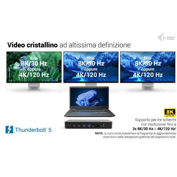 Docking Station I-Tec Thunderbolt 4 3 Display PD140W - SKU: TB5TRIPLEM2PDIT - Immagine 6