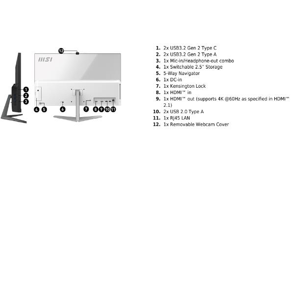PC All In One MSI MODERN AM242 1M-2284EU - Intel Core i5 16GB 512GB SSD 23.8"