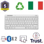 Tastiera Wireless Trust Lyra Ricaricabile Multiconnect Layout Italiano Bianca