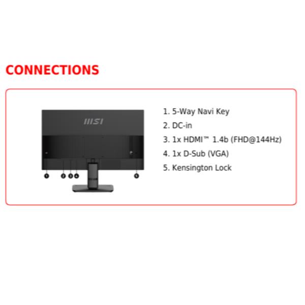 Monitor MSI PRO MP245 E14VL 23.8 VA Full HD - SKU: 9S6-3PF1CM-003