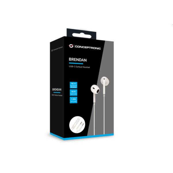 Auricolari USB-C Conceptronic con Microfono e Noise Canceling Bianchi - immagine 2