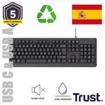 Tastiera Trust TK-150 Silent USB Layout Spagnolo Nero