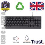 Tastiera Trust TK-150 Silent USB Layout UK Nero per Ufficio