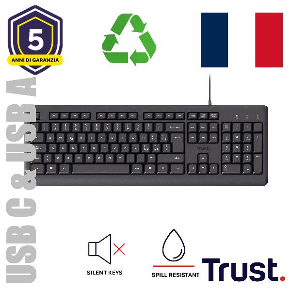 Tastiera Trust TK-150 USB Silent Layout IT Nero per Ufficio - immagine 4