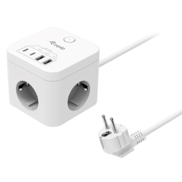 Multiprese EQUIP Power Cube 3 Prese con Interruttore, Cavo 2 m, Bianco - SKU: 245557 - Immagine 7