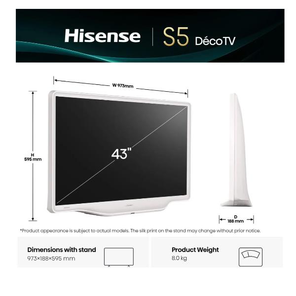 TV Hisense 43 S5Q QLED 4K Smart VIDAA 60Hz Bianco - SKU: 43S5Q