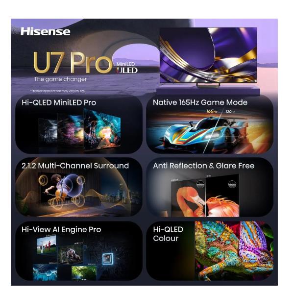 TV Hisense 65 U7S PRO Mini LED 4K UHD Smart VIDAA 165Hz - SKU: 65U7S-PRO - Immagine 6