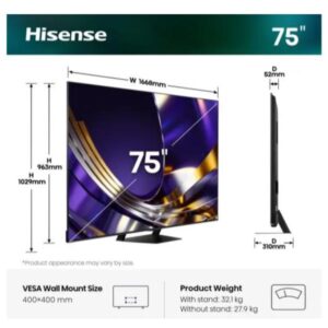 TV Hisense 75 U7S Pro Mini LED 4K Smart VIDAA 165Hz - SKU: 75U7S-PRO