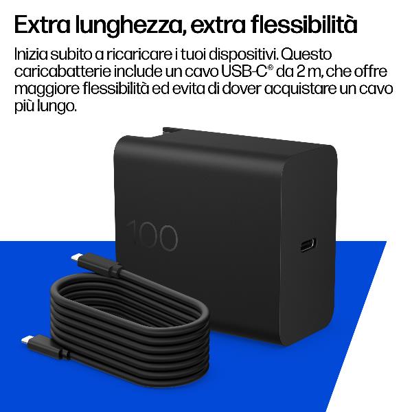 HP Inc Caricabatterie da parete HP GaN 100W - Accessori Notebook - immagine 2