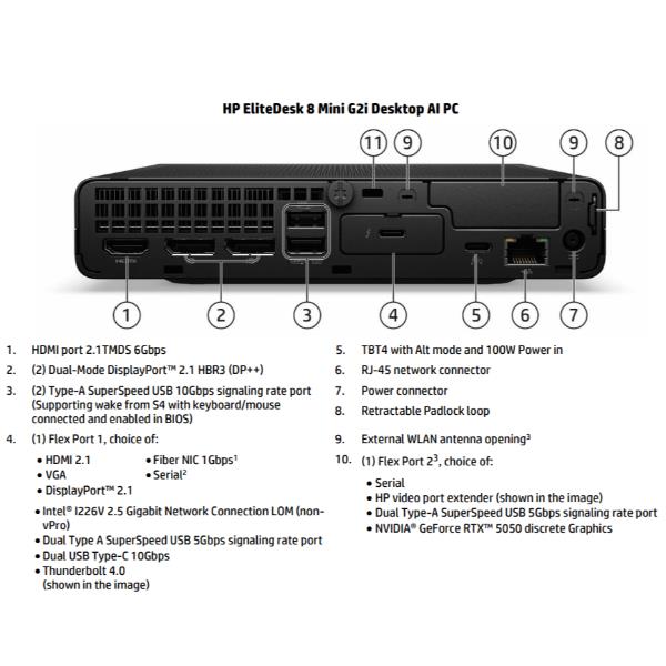 Mini PC HP EliteDesk 8 Mini G2i AI con Core Ultra 7 e SSD 512GB - immagine 5