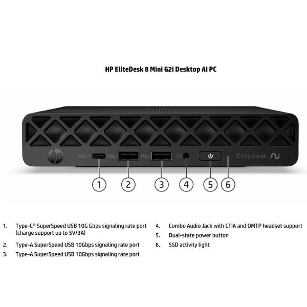 Mini PC HP EliteDesk 8 Mini G2i AI con Core Ultra 7 e SSD 512GB - immagine 6
