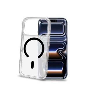 Celly GELSKINMAG - Cover morbida trasparente in TPU, compatibile con la tecnologia Magsafe, anello magnetico color Nero per Apple iPhone 18 Pro/ iPhone 17 Pro [IPHONE 18 CASES] - Cover
