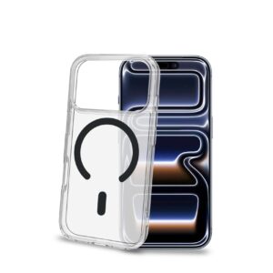 Celly GELSKINMAG - Cover morbida trasparente TPU,compatibile con tecnologia Magsafe,anello magnetico match in color,colore Dark Grey, Apple iPhone 18 Pro/iPhone 17 Pro [IPHONE 18 CASES] - Cover