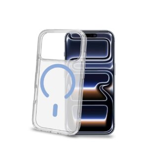 Celly GELSKINMAG - Cover morbida trasparente TPU,compatibile con tecnologia Magsafe,anello magnetico match in color,colore LightBlue, Apple iPhone 18 Pro/ iPhone 17 Pro [IPHONE 18 CASES] - Cover