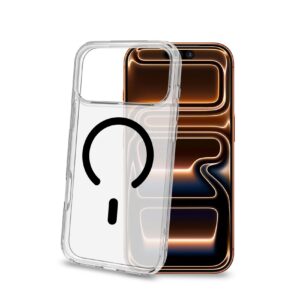 Celly GELSKINMAG - Cover morbida trasparente in TPU, compatibile con la tecnologia Magsafe, anello magnetico color Nero per Apple iPhone 18 Pro Max/ iPhone 17 Pro Max [IPHONE 18 CASES] - Cover