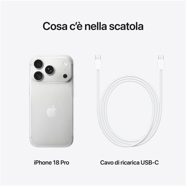 Smartphone Apple iPhone 18 Pro 512GB Argento, Display 6.3, A19, Dual SIM, iOS 26 - SKU: MJRV4QL/A - Immagine 3