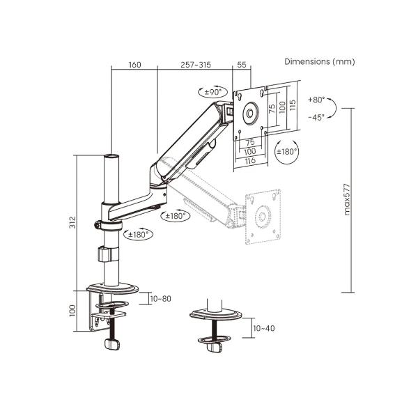Staffa da Tavolo ITB Solution per TV e Monitor fino a 32 con 3 Snodi - SKU: RO11.55.0000 - Immagine 4