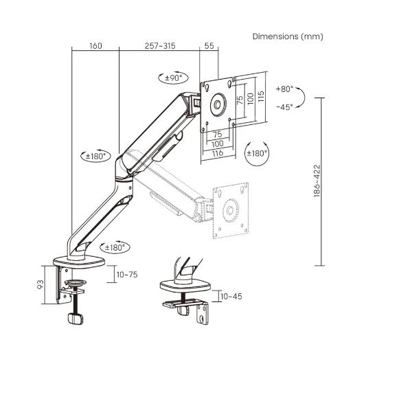 Staffa da Scrivania ITB Solution 3 Snodi per TV e Monitor fino a 32 e 10 kg - SKU: RO11.55.0002 - Immagine 2