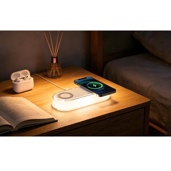 Celly WLLIGHT2IN1WH - Lampada LED da Scrivania con Doppia Ricarica Wireless 15W - Caricabatterie wireless/senza fili - immagine 2