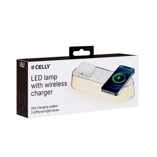 Celly WLLIGHT2IN1WH - Lampada LED da Scrivania con Doppia Ricarica Wireless 15W - Caricabatterie wireless/senza fili - immagine 3
