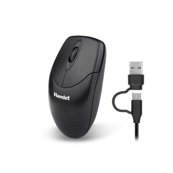 Mouse Hamlet USB-C e USB-A 1000 DPI Nero - SKU: XMICEU2-CA