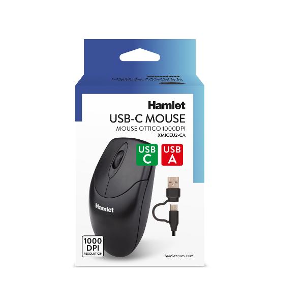 Mouse Hamlet USB-C e USB-A 1000 DPI Nero - SKU: XMICEU2-CA - Immagine 5