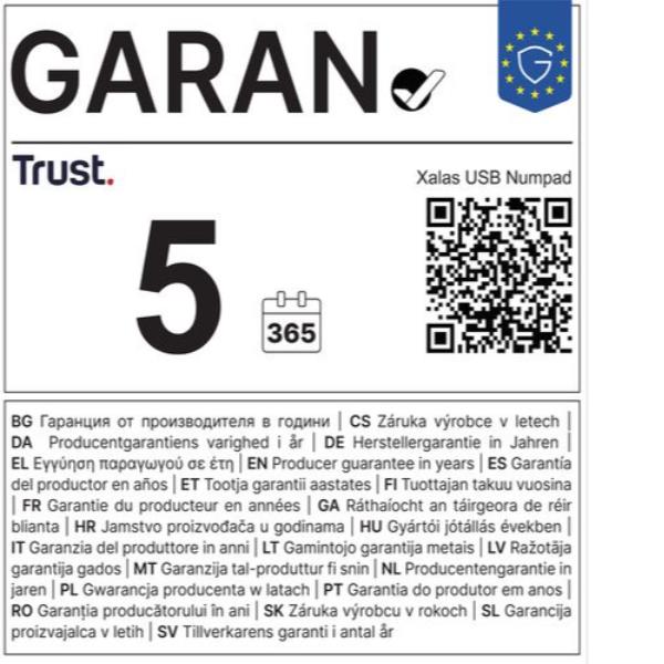 Tastierino Numerico Trust Xalas Cablato USB Nero Layout IT - immagine 2