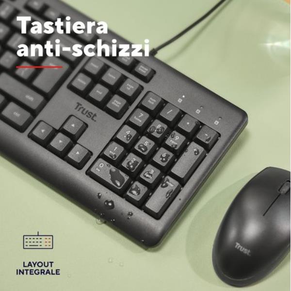 Tastiera Trust Primo Cablata Resistente agli Sversamenti Layout Italiano - immagine 3