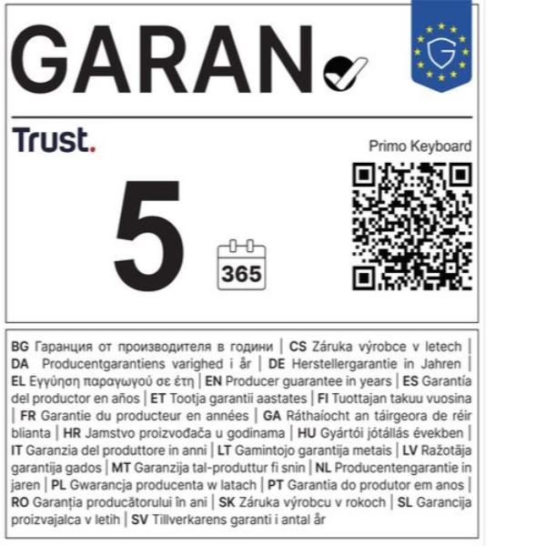 Tastiera Trust Primo Cablata Resistente agli Sversamenti Layout Italiano - immagine 6