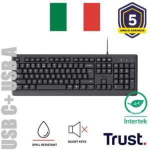 Tastiera Trust B2B TK-150 Cablata Resistente Liquidi Layout Italiano