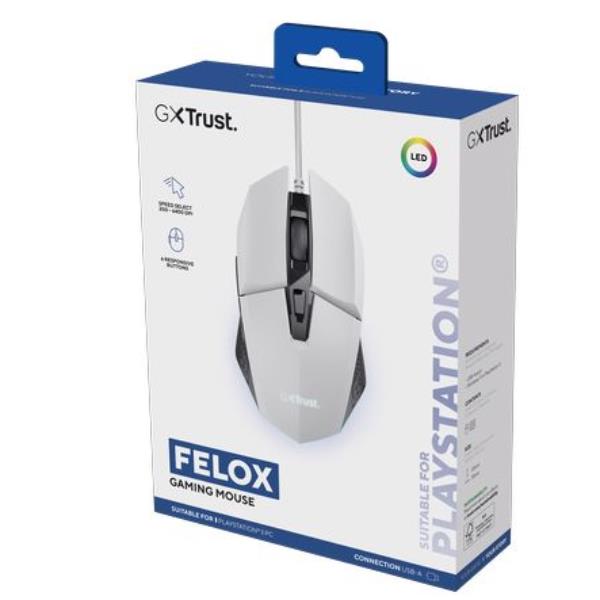 Mouse Gaming Trust GXT109PS Felox USB Bianco - SKU: 26316 - Immagine 7