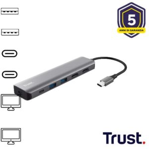 Adattatore USB Trust DALYX 6in1 USB-C a 2x HDMI - SKU: 26325