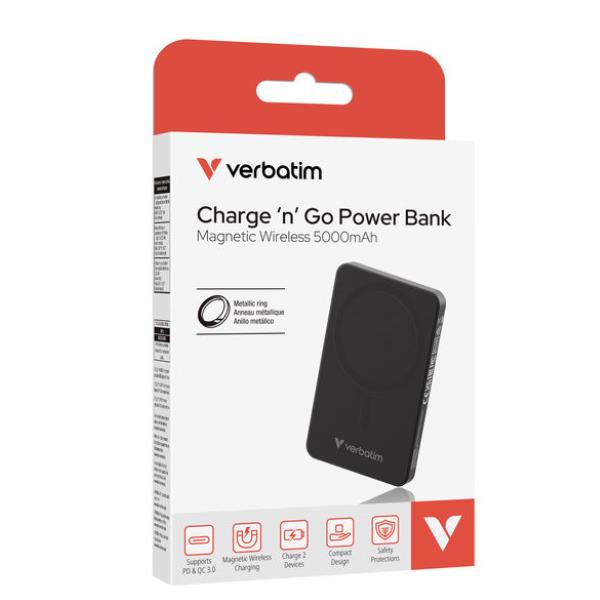 Power Bank Verbatim 5000mAh Magnetico Black - immagine 3