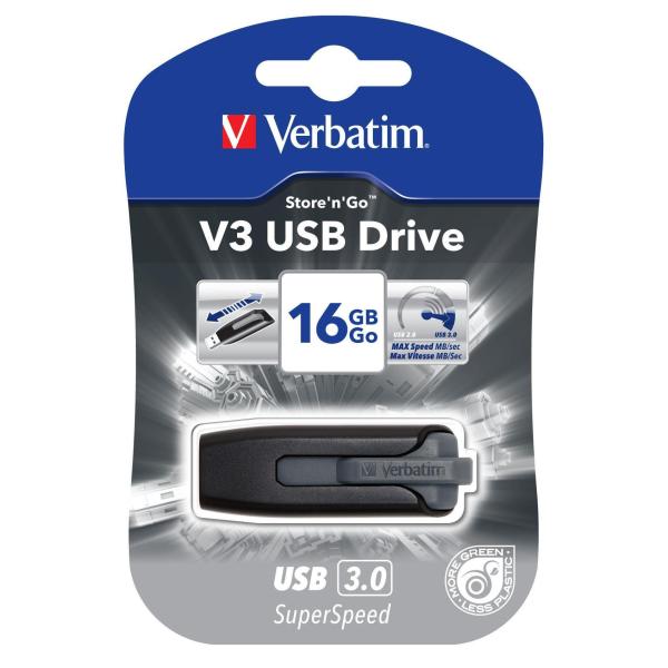 Chiavetta USB Verbatim V3 16GB USB 3.2 Gen 1 Nero - immagine 3