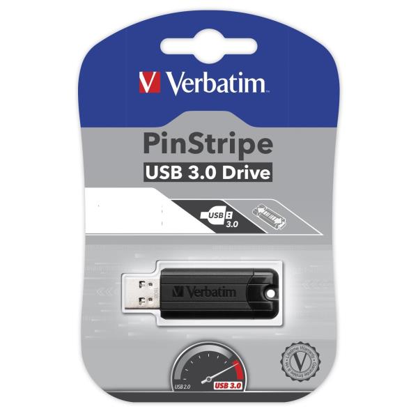 Chiavetta USB Verbatim Pin Stripe 256GB USB 3.2 Nero - immagine 3