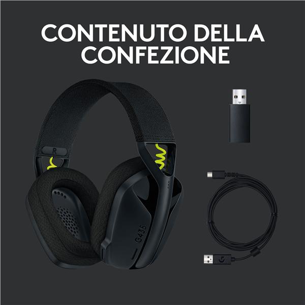 Cuffie Gaming Logitech G435 LIGHTSPEED Wireless Nero - immagine 12