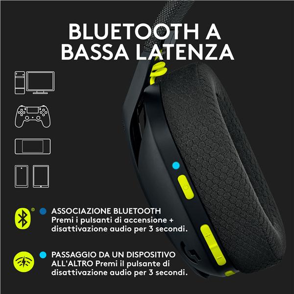 Cuffie Gaming Logitech G435 LIGHTSPEED Wireless Nero - immagine 18