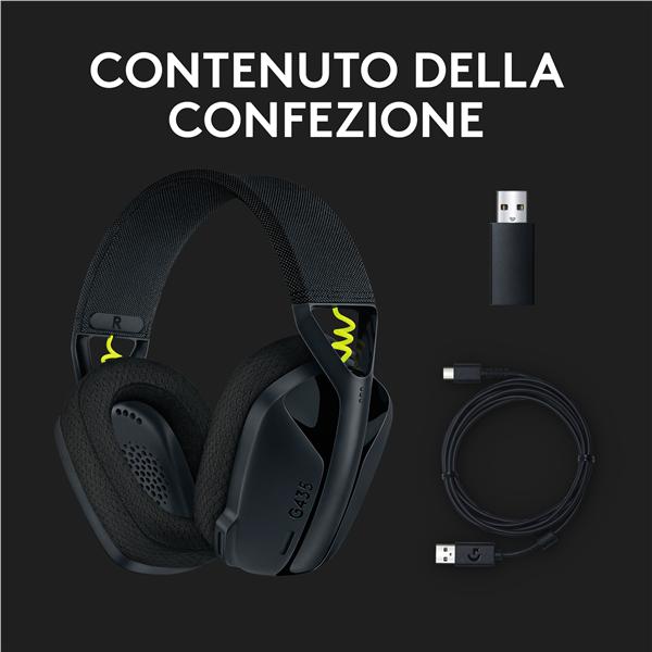 Cuffie Gaming Logitech G435 LIGHTSPEED Wireless Nero - immagine 20