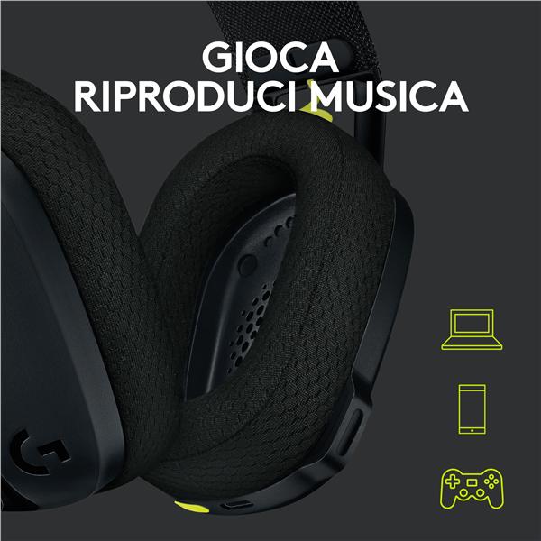 Cuffie Gaming Logitech G435 LIGHTSPEED Wireless Nero - immagine 3