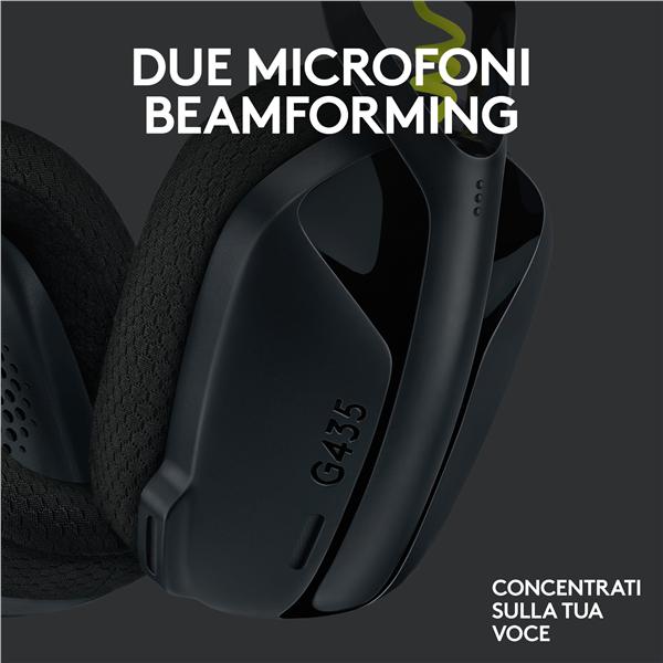 Cuffie Gaming Logitech G435 LIGHTSPEED Wireless Nero - immagine 7